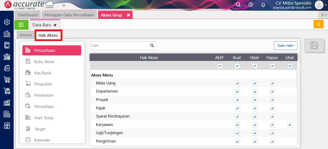 membuka fitur akses grup